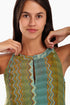 Sleeveless long dress in printed cotton voile